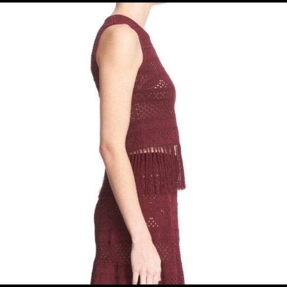 A.L.C Tucker Crochet Fringe Crop Tank Top Maroon “New without tag” - Picture 2 of 4